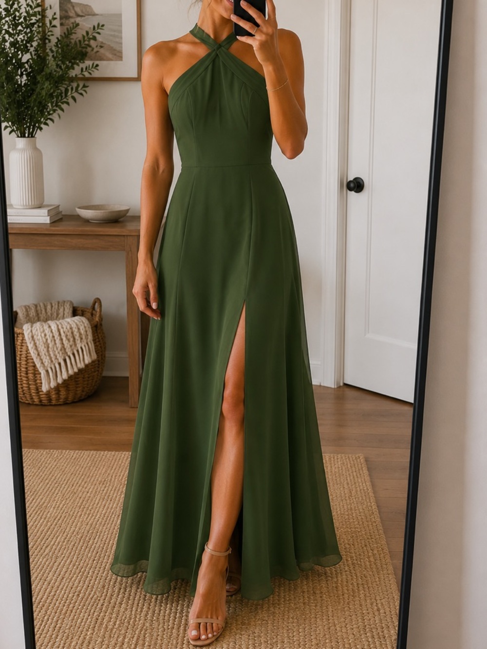 Azazie Olive Halter Gown